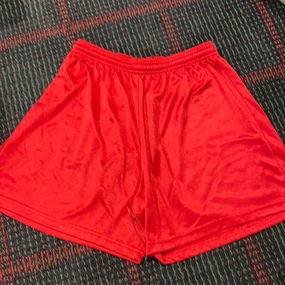 Adult small Red Soccer Shorts, 100% polyester
